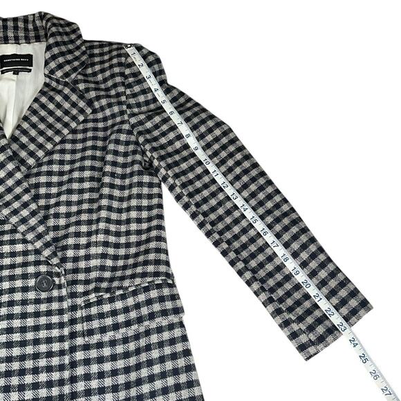 Something Navy Gray & Blue Plaid Wool Blend Trench Coat – Size Small (NWT) - Picture 8 of 10